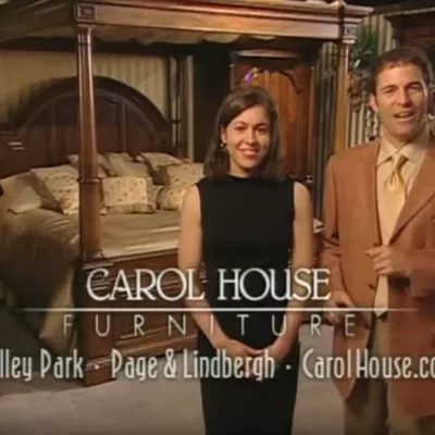 Brook and Amy Dubman of Carol House Furniture "Because you like nice things." Photo credit: screengrab from YouTube