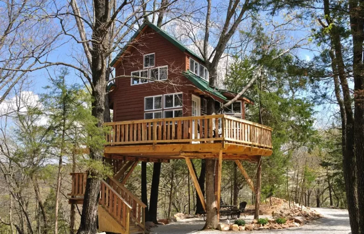 The Sunrise Tree House The Cottage 1185 Hwy H Hermann, MO 65041 573-486-4300 Naturally, you can't have a Sunset Tree House without having a Sunrise Tree House, too. Also owned by The Cottage, the Sunrise Tree House also has beautiful views and that delicious breakfast. Both have full indoor plumbing, heat and air conditioning and other perks like Wi-Fi, bottled water and a Keurig. Photo courtesy of The Cottage.