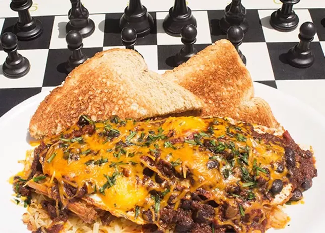 Kingside Diner 4651 Maryland Ave. St. Louis, MO 63108 (314) 454-3957 Nestled next to the St. Louis Chess Club and Scholastic Center, Kingside Diner has -- you guessed it -- a chess theme. Founded by chef Aaron Teitelbaum of Herbie's fame, Kingside Diner still provides you with the casual atmosphere and breakfast all day you want, but with the sophistication kicked up a notch. Hey, it's only appropriate for one of the city's most cosmopolitan neighborhoods. Photo by Mabel Suen.