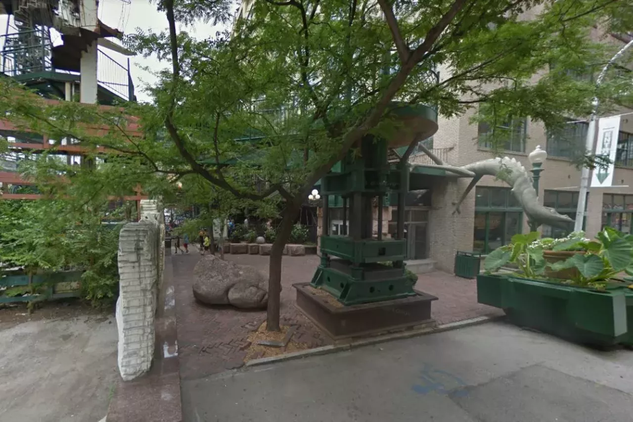 Cabin Inn at the City Museum (750 N. 16th Street; 314-231-2489) There are a few hidden bars at the City Museum, and this one might be the one that is the biggest secret. Though it's located outside just under the climbing heaven they call "Monstrocity," this little cabin flies way under the radar. It's difficult to see with all of the action around it, but it might be your favorite spot in the whole City Museum once you find it. A full bar is offered there year-round and it's especially cozy in the winter. Photo credit: Google Maps