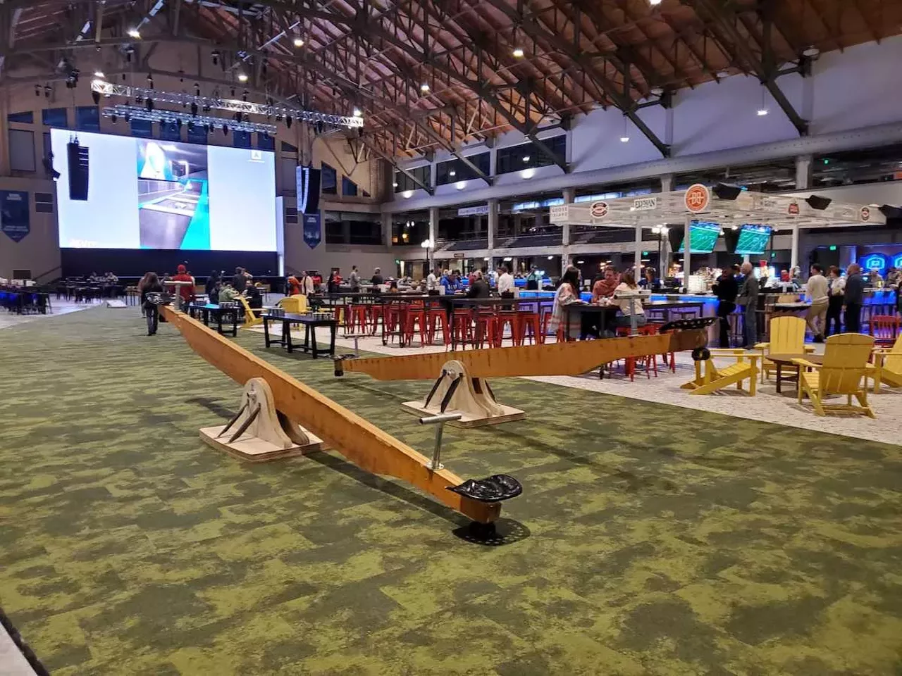 The well-lit bar includes seesaws.