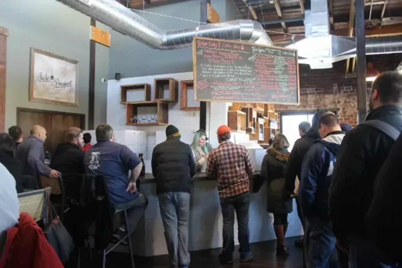 Side Project Brewing (7458 Manchester Road, Maplewood; sideprojectbrewing.com) Plenty of establishments don't mind if you hang out outside with your dog, but Side Project Brewing lets them come inside, too. They have to be on a leash, of course, but they're welcome to come hang out with you and your friends as you try some tasty brews.