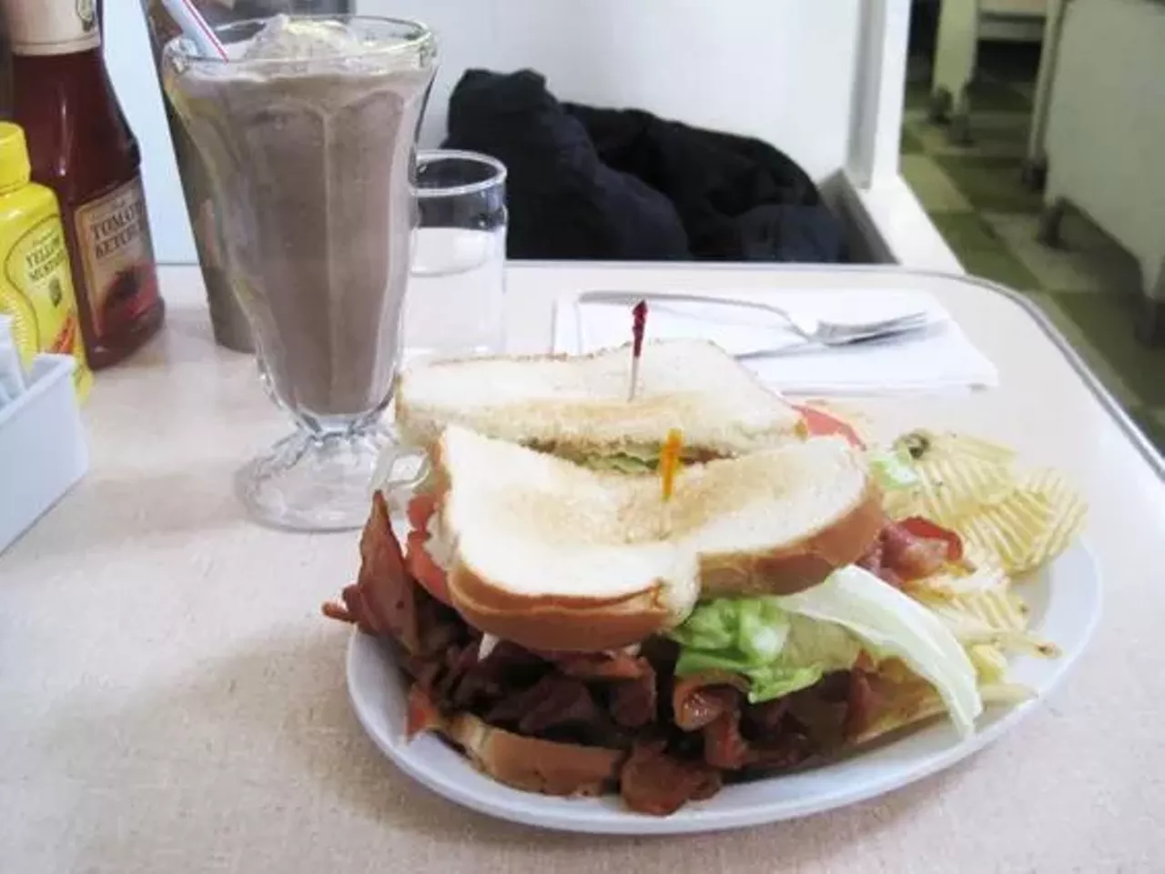  Crown Candy Kitchen (1401 St. Louis Avenue; 314-621-9650) This nearly century-old north-side landmark serves up a mean BLT and makes some of the sweetest candy in the city, but now that summer is here, it's the ice cream we're interested in. The scoops of rich (14 percent butterfat!) ice cream can be ordered in malt, sundae, newport (a sundae with whipped cream and nuts) and banana split form, or just go with a single scoop. Favorite flavors include Ozark black walnut and black cherry. There's also the legendary milkshake -- if you can drink five in half an hour, they're all free. But more than the treats, it's the retro atmosphere and old-timey feel that will put a smile on your face.