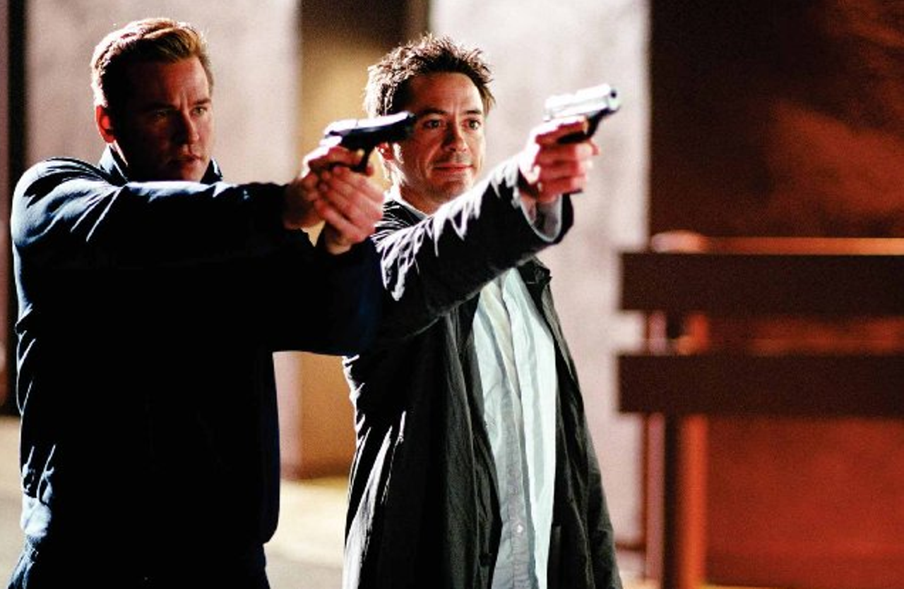 Kiss Kiss Bang Bang (2005) A hilarious take on old-school hardboiled detective novels, Kiss Kiss Bang Bang takes the best of the genre and turns it on its head with amateur detectives infiltrating Hollywood's dark side. This is Robert Downey Jr. at his not-so-smooth-talking best, before he became Tony Stark. And Val Kilmer positively shines as Gay Perry, the aptly-named private investigator. -- Tatiana Craine