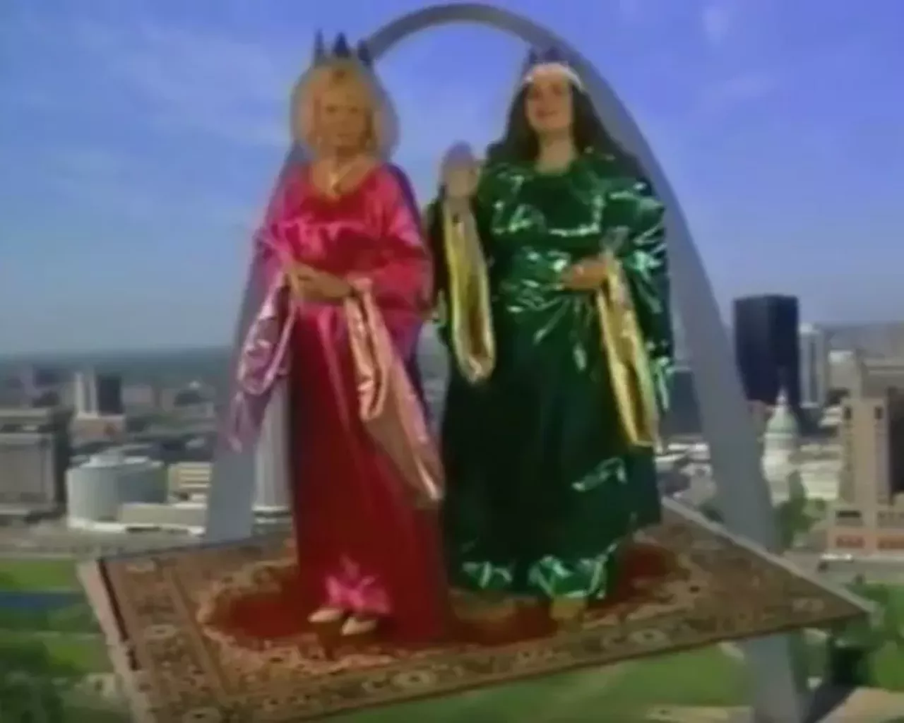 Becky's Carpet and Tile Superstore Becky of Becky's Carpet and Tile Superstore was a glamorous vision who usually arrived on a flying carpet. Sometimes she was accompanied by Wanda Princess of Tile. These royal ladies just wanted to sell you some discount floor coverings, and the air near the Arch was their kingdom. Photo courtesy of YouTube