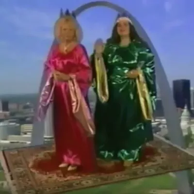 Becky's Carpet and Tile Superstore Becky of Becky's Carpet and Tile Superstore was a glamorous vision who usually arrived on a flying carpet. Sometimes she was accompanied by Wanda Princess of Tile. These royal ladies just wanted to sell you some discount floor coverings, and the air near the Arch was their kingdom. Photo courtesy of YouTube