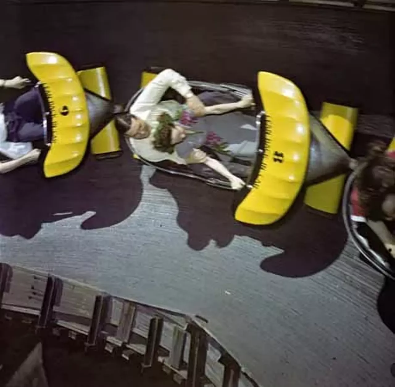 1947. This ride was known as the Flying Turns. Apparently "winged car" rides were a trend in amusement park rides at the time.