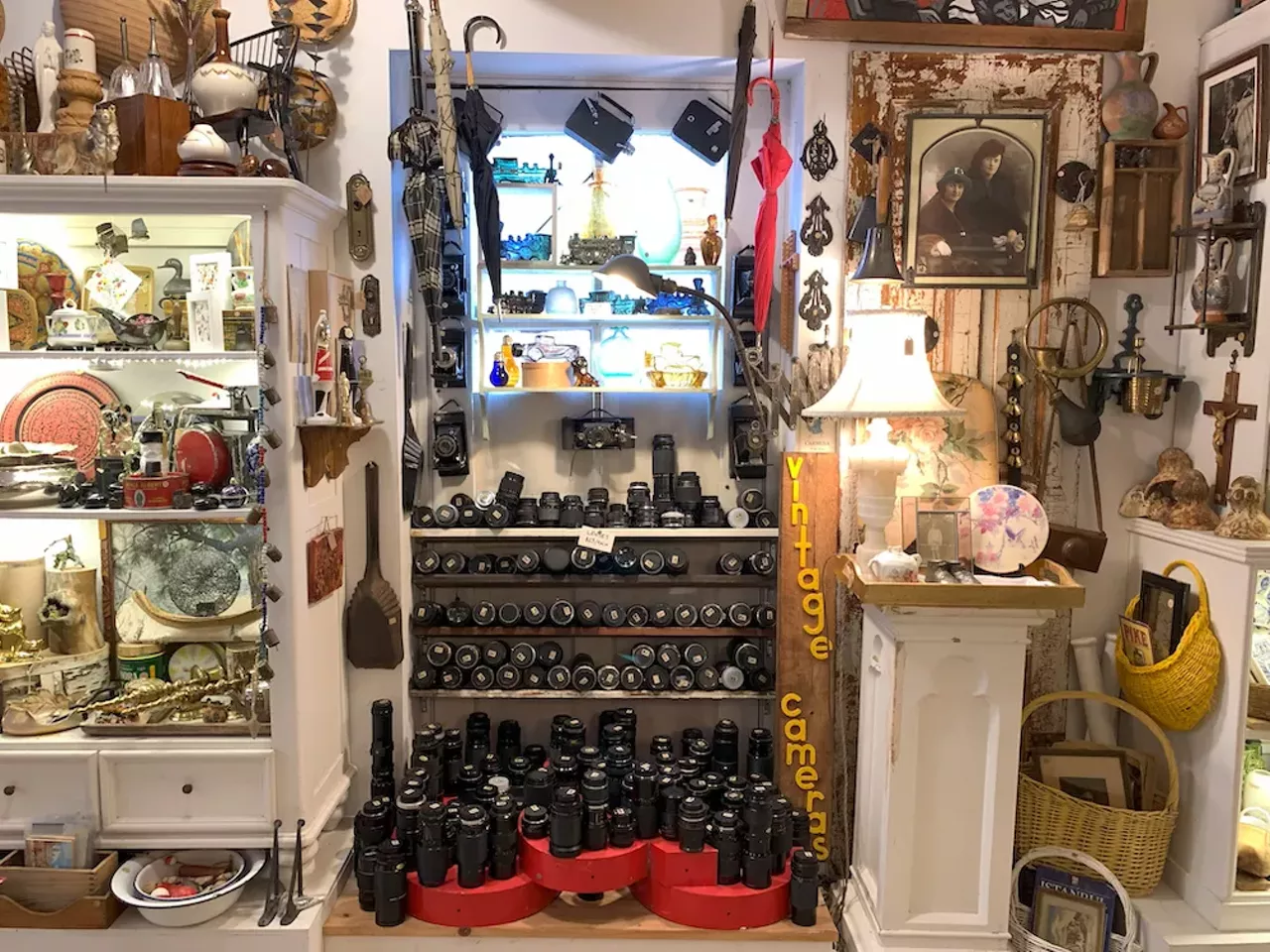 The Bricoleur 3400 Cherokee Street, 314-833-3002 After a long walk down Cherokee Street, all the antique stores can start to feel the same. Not the Bricoleur. Everything here is highly curated. The shelves are meticulously arranged. If you look close enough, you’ll find little details throughout the store such as notes written on tags (in a basket of vintage noisemakers: “be obnoxious”) and words spelled out in Boggle letters. The place is also an analog photography lover’s dream, with an endless supply of vintage lens and film cameras. To top it off, Bricoleur prices are lower compared to most other antique stores despite having many of the same items and more. Vintage Polaroid cameras, for example, cost between $20 to $30. Co-owner David Montgomery will even test them for you. The shop is one of the last stops when traveling west down Cherokee and it’s truly a delightful end.