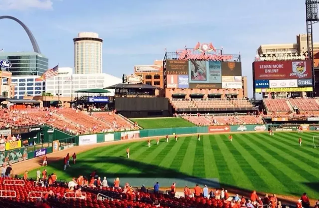 Busch Stadium Inside the stadium if you're willing to pay the price of a ticket. Outside if you're broke or if it's, you know, winter. Photo courtesy of Instagram / luisordu.