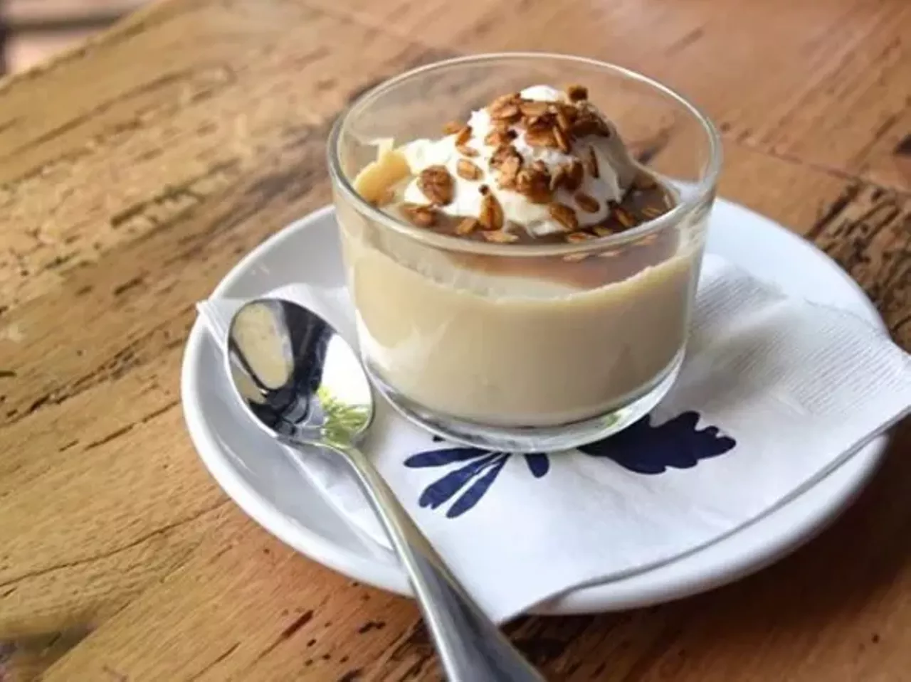 Butterscotch pot de creme with salted caramel and oatmeal crumb from Olive + Oak (102 W. Lockwood Ave, Webster Groves, 314-736-1370). Photo courtesy of Instagram / newlywedchefs.