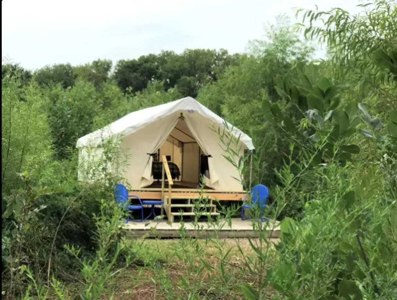 Secluded Safari Tent Rental for Glamping "This is an ideal socially distanced getaway for the couple who want to experience the romance of nature in a secluded setting or for families seeking a really unique glamping experience." Book this unit on GlampingHub.com