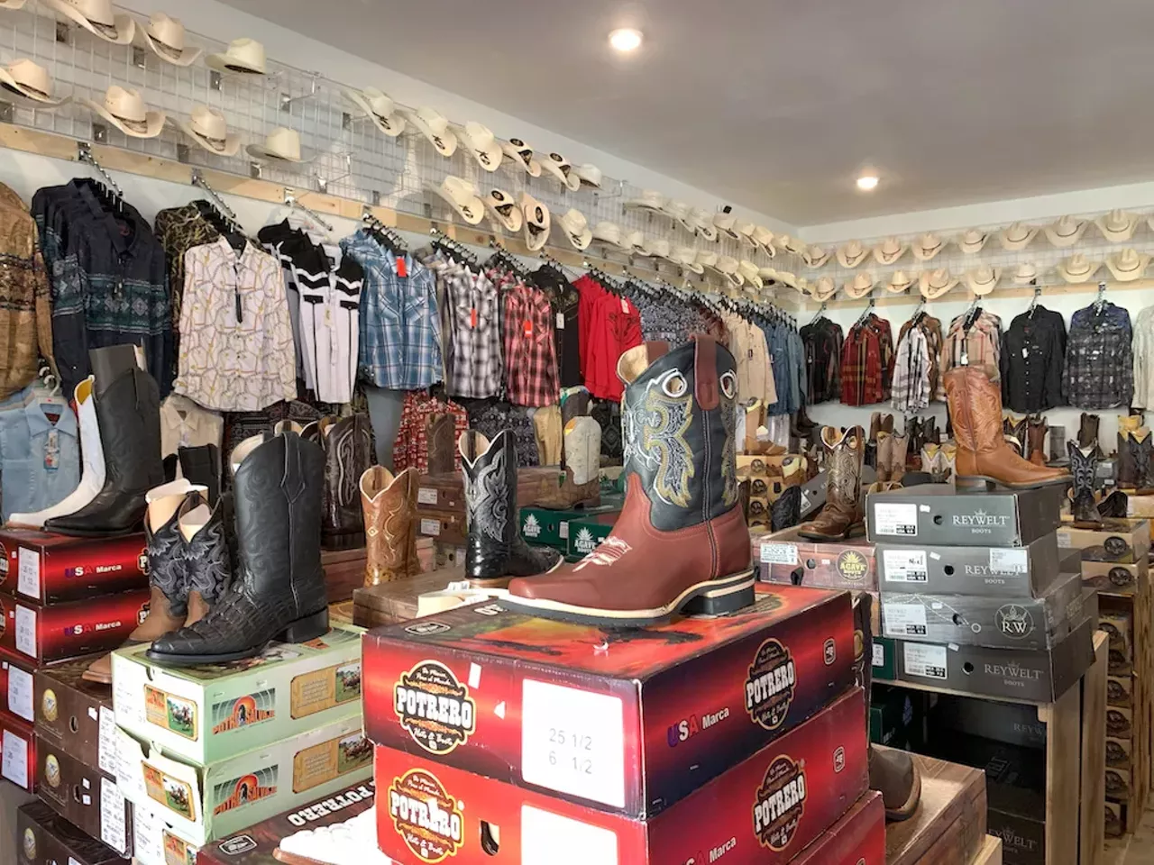 Carrillo Western Wear 2614 Cherokee Street, 314-865-4850 You know how some people debate whether Missouri is part of the South? When you walk into Carrillo Western Wear, you’ll feel like you walked into a cowboy supplies store way out West. Cowboy hats, leather boots and Western shirts cover the walls and pack the sales floor. The place smells like leather and sounds like Latin music, which plays throughout the store. 