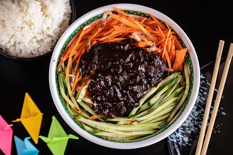 Cate Zone's Noodle with Brown Sauce has the funk of fermented soybeans. - MABEL SUEN
