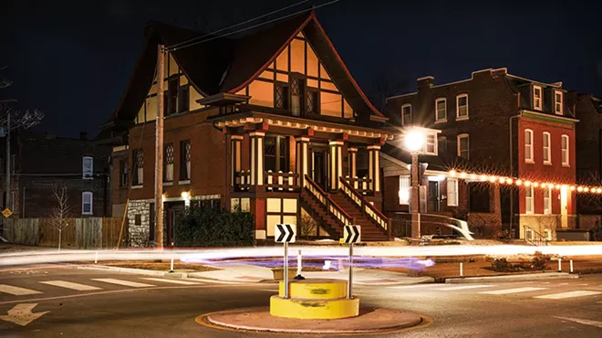 The traffic-calming infrastructure at Chippewa and Louisiana has seen multiple crashes into it.