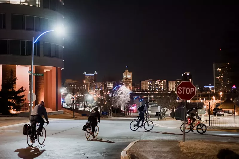 Bici cruising through the purlieus of Midtown at night. - Phuong Bui