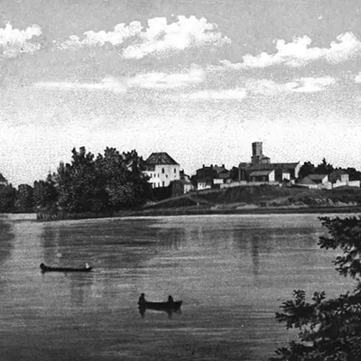 This Used to Be: Chouteau's Pond Now It's: The Enterprise (Scottrade/Savvis/Kiel) Center Location: Downtown St. Louis Harris shares this postcard of "scenic Chouteau's Pond, which stretched westward from present-day Busch Stadium to beyond present-day Union Station. The booming growth in population and industry during the early nineteenth century polluted the pond and turned it into a health hazard. It was drained after the cholera epidemic of 1849." So a giant pond used to cover much of the downtown area? Crazy. Image courtesy of a postcard from a private collection.