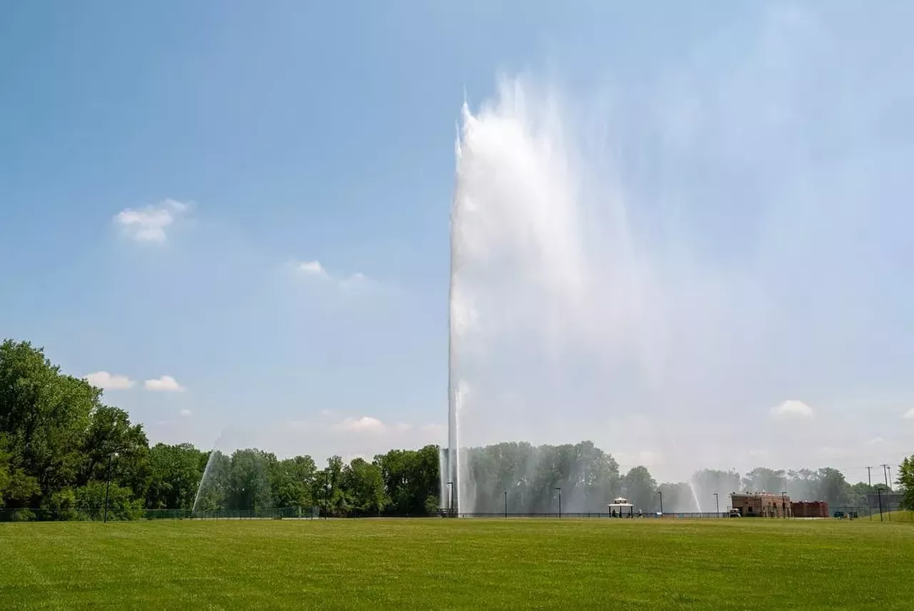 Gateway Geyser 185 W. Trendley Ave, East St Louis, IL Located in Malcolm W. Martin Memorial Park in East St. Louis, the Gateway Geyser shoots water 630 feet, the exact same height of the Arch just across the river. It's the Arch's little brother and it would love for you to visit. Photo courtesy of herrehrenreich / Instagram
