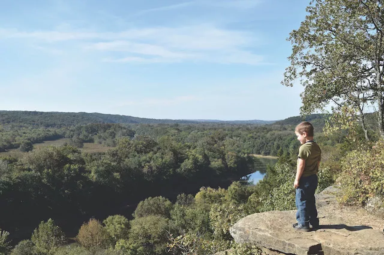 3. Castlewood State Park, Lone Wolf and River Scene trails St. Louis County; Missouri State Parks info &#147;This is one of the most popular hikes in the region (for this reason, try to avoid going on weekends when the weather is nice)," Schrenk warns. "It&#146;s got a tough start &#150; a steep, gravely path straight up the hill &#150; but there&#146;s a quick payoff with lots of opportunities to catch your breath while taking in the famous view across the Meramec River. Then descend about 200 stairs and cross under the railroad tracks to see the river close up. It&#146;s a good spot for kids to scramble on the rocks and look for toads before hiking along the water back to the playground.&#148; Photo by Kathy Schrenk