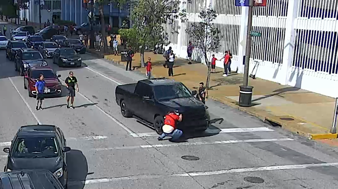 A truck driver was captured on video plowing into a man outside Busch Stadium. The RFT obtained the video via a Sunshine request.