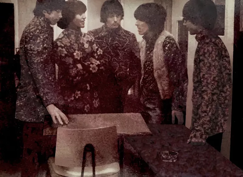 Maurine Hartman snapped this photo of the Aerovons with George Harrison. - COURTESY OF TOM HARTMAN