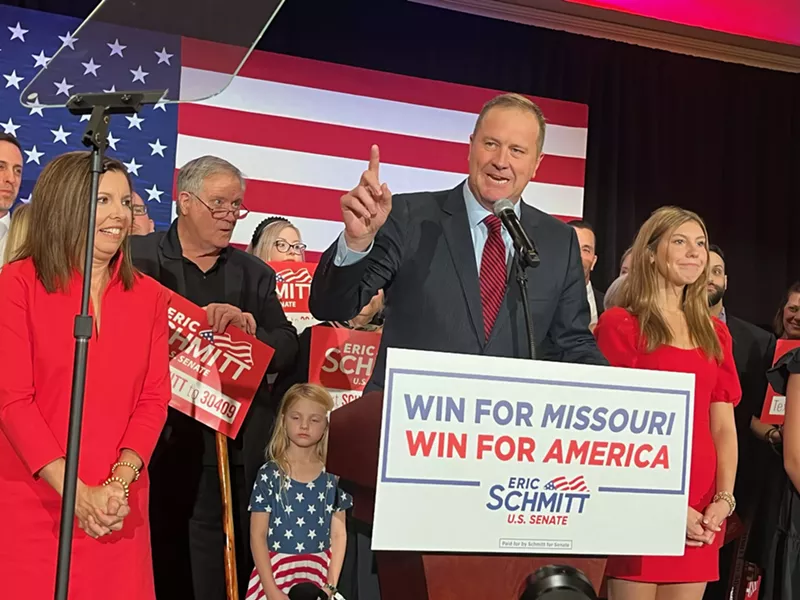 Attorney General Eric Schmitt on the night he won election to the US Senate.