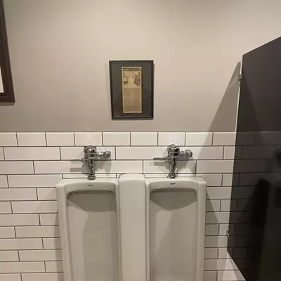 Hi-Pointe Theatre Here at the RFT, we've spent time and ink lauding the urinals at the Hi-Pointe Theatre (1005 McCausland Avenue) before — in 1997's Best Of issue, specifically, wherein we dubbed them the finest in town, an accolade the establishment was evidently so proud of, they framed a copy, which hangs in the men's room to this day. But it bears repeating, because these bad boys are choice. Floor-length and deep enough to ward off the dreaded Splashback Effect, they're hemmed in by a tiled floor that slopes down gently at the base of each, preventing the pooling of a puddle of piss that comes standard with most inferior men's rooms. They are frankly a joy to utilize and make the customary post-movie restroom visit a delightful experience. Or, as writer Eddie Silva put it nearly 30 years ago, "Even after a large Coke and something long and venerable — a Merchant Ivory film, for instance — these receive your stream without a drop of return."