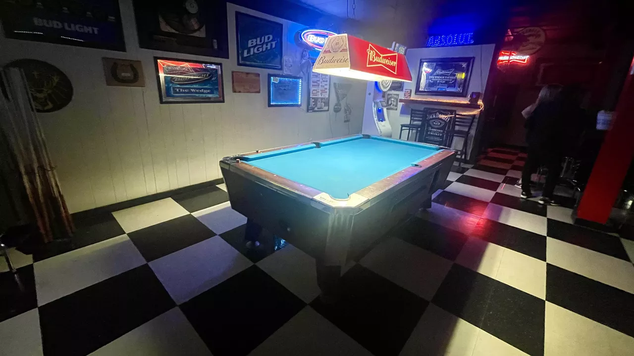The Wedge Tavern (423 West Holden Avenue, Lemay) is a very Lemay neighborhood bar in the best way possible, if that makes sense. Everyone gives off the vibe that they know everyone else, and the bar is truly leaning into the neighborhood vibe. With one table in the main space and the other in the back room, there&rsquo;s plenty of space for players and bargoers to move around without getting wacked by a cue. But don&rsquo;t expect there to always be a game going on as some people prefer to just use the tables as a seat. All you need to play is $1. The Wedge Tavern is open from 11 a.m. to 1:30 a.m. Monday through Saturday, closed Sunday.