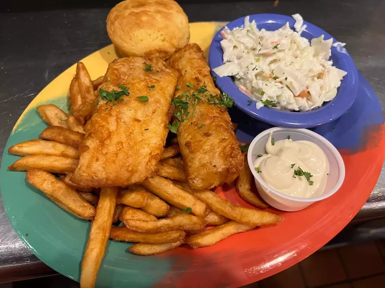 Gulf Shores Restaurant &amp; Grill A local N'awlins-inflected seafood juggernaut, Gulf Shores Restaurant &amp; Grill (three locations including 12528 Olive Blvd, Creve Coeur) offers no fewer than six different fish options in its fish and chips, from catfish to classic cod to grouper. Opt for the "taste of three" to compare and contrast, but whatever you do, don't sleep on the red snapper. All too rare on local menus, its sweet and slightly nutty flesh is a true treat. 