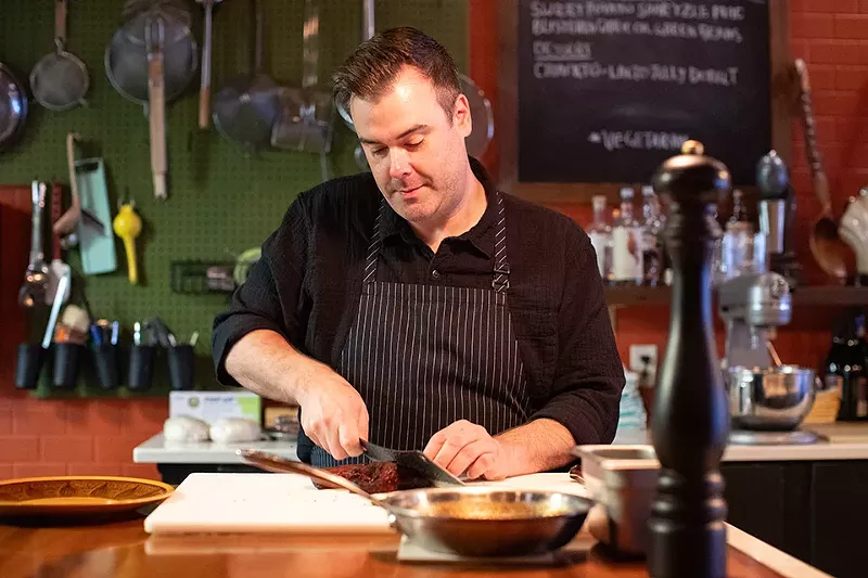 Chef Blake Askew in the open kitchen.