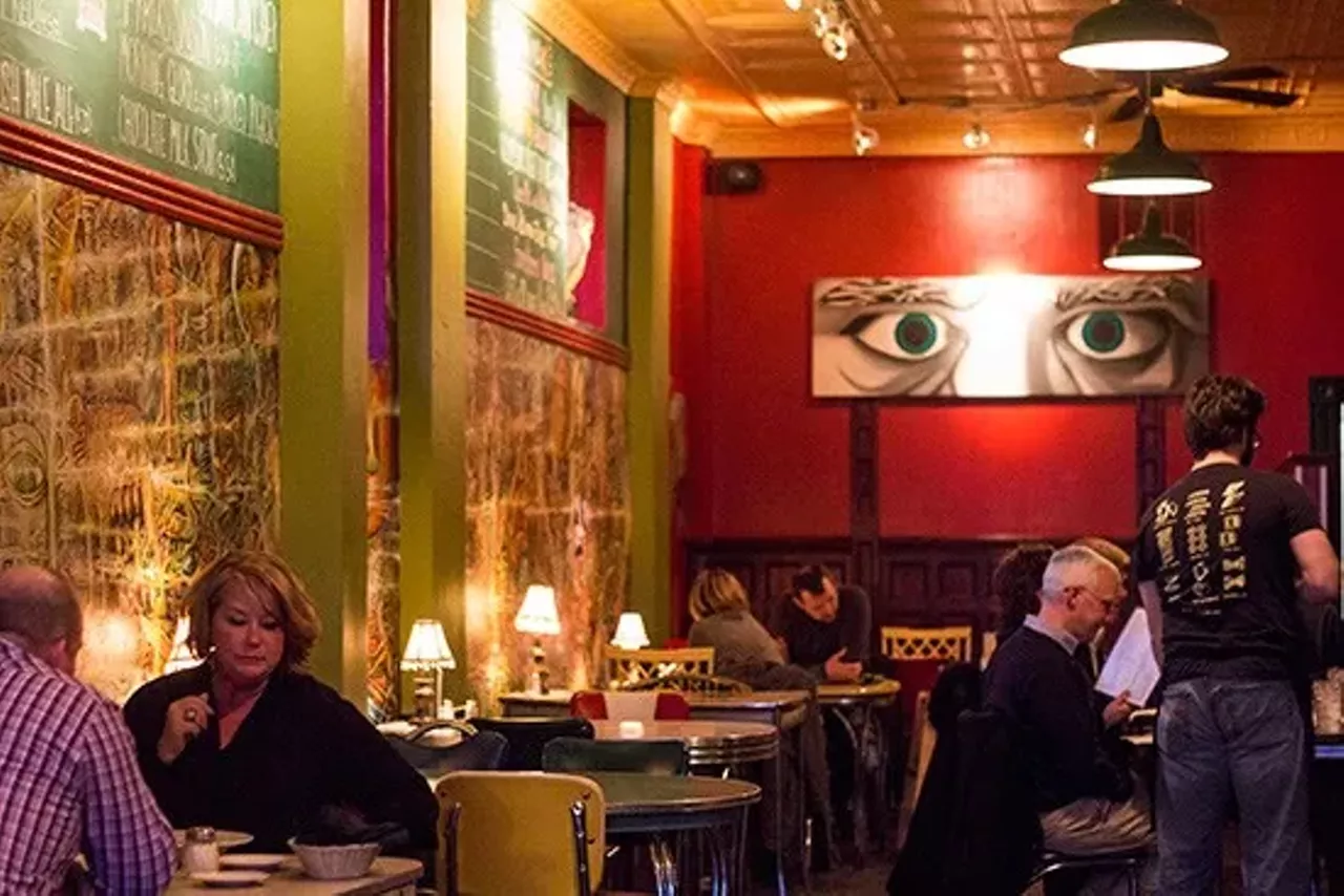 The staff is friendly, the drinks are fairly priced and, well, that mural is a sight to behold &mdash; a years-in-progress work depicting the history of the world as seen through the eyes of eclectic self-appointed artist-in-residence Wayne St. Wayne. Sadly, Wayne passed away in January after a lengthy battle with prostate cancer, but his vision lives on at Mangia. If you haven't been in a while, consider a trip to the bar as a pilgrimage of sorts, and be sure to raise your glass to a true south-side legend. Photo credit: Mabel Suen