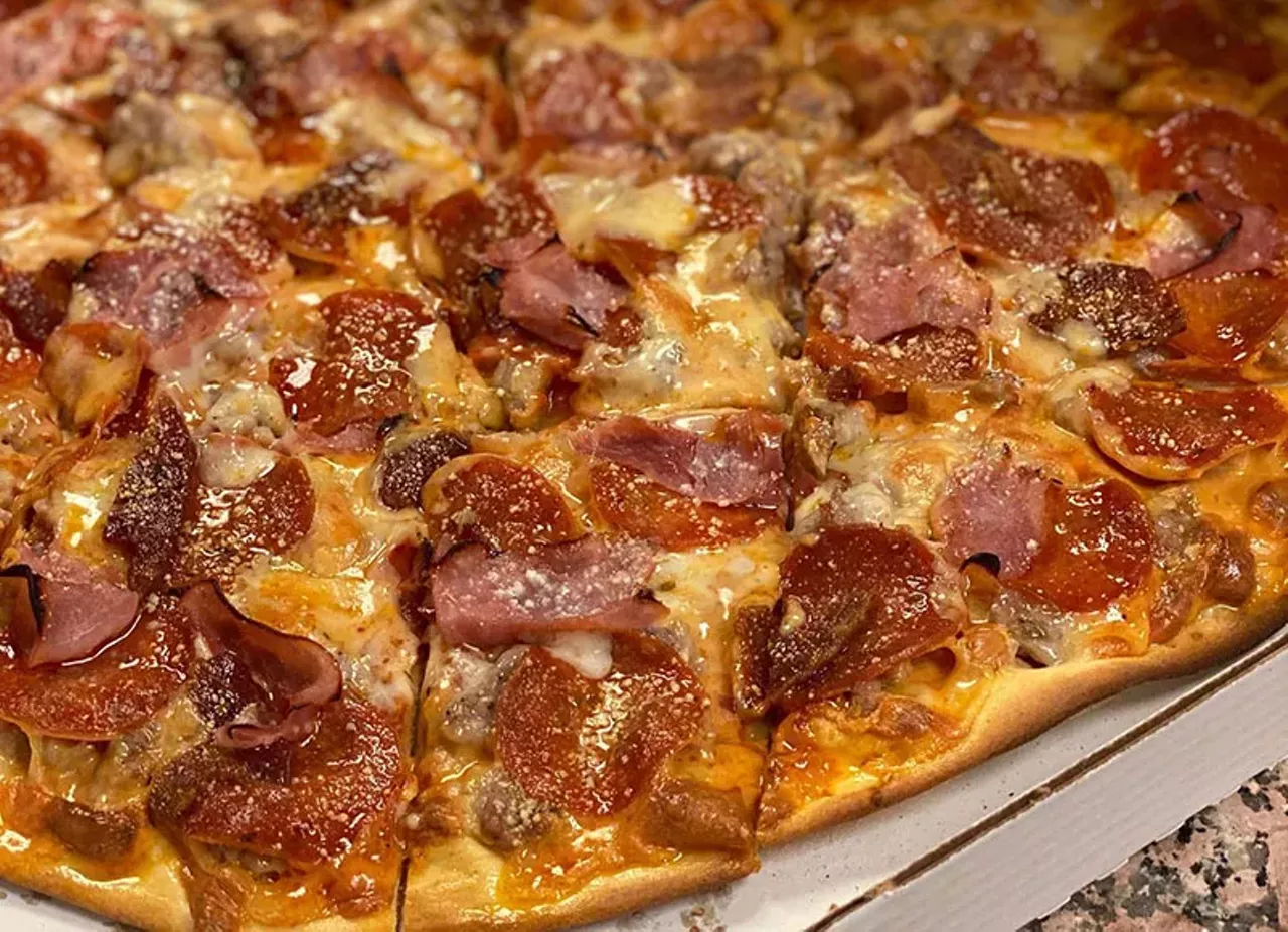 Nick and Elena’s Pizzeria Set back on a sleepy strip of Woodson Road next to a liquor store, Nick and Elena's Pizzeria (3007 Woodson Road, Breckenridge Hills) may not look like much from the outside, but there’s magic within those four walls. Its St. Louis-style slices are perfection of the form, with a cracker-thin, golden-brown crust that's sturdy enough to support the heft of the pizzeria's housemade sausage without losing its structural integrity. These pies are available in your choice of either mozzarella or Provel — but go with the Provel, obviously.