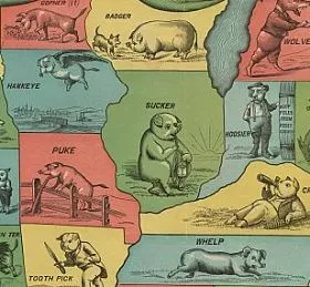 A closeup of the portion in question. In case you're wondering, Kentuckians are "Corn Crackers" and Michiganders are "Wolverines."