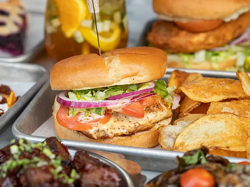 Station No. 3's Crispy Chick’n Sandwich features seasoned and house-battered vegan chicken, mayo, pickles, lettuce, tomato and onion.