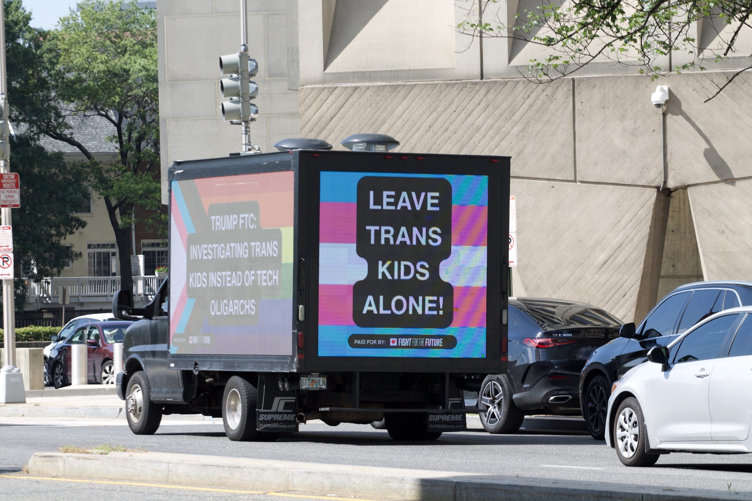 Fight for the Future hired a billboard truck to circle the FTC on July 9th.
